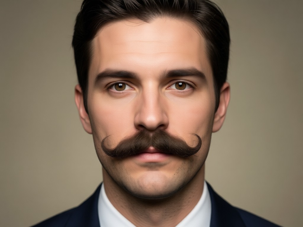 Realistic AI mustache blending with natural shadows on face
