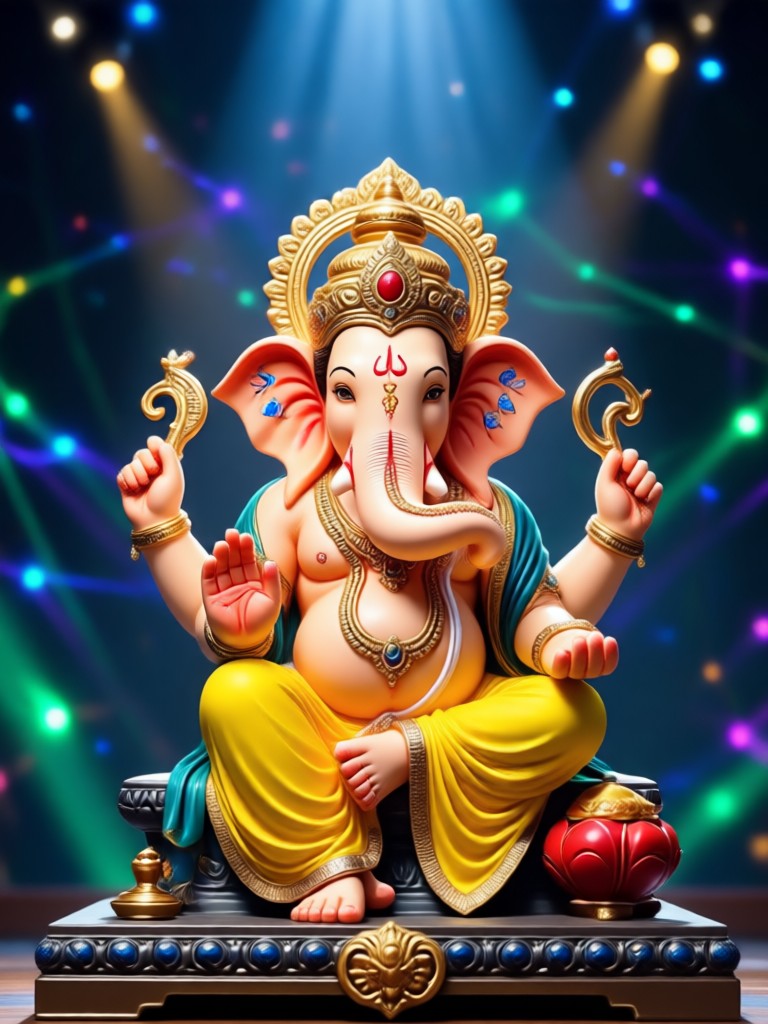 Vídeo con IA festivo de Ganesh Chaturthi con flores