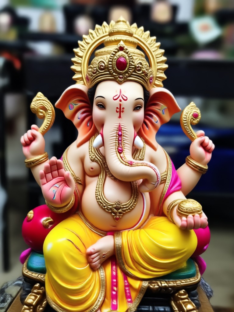 Vídeo generado por IA de figura de Ganesha bailando