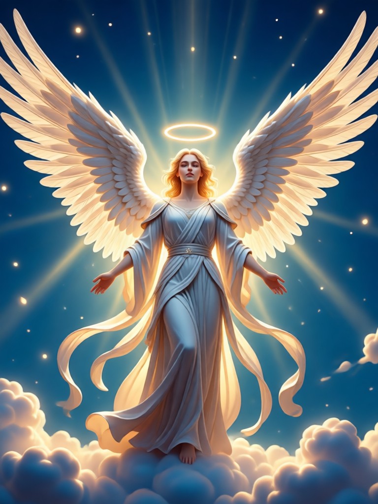 AI generated angelic character with wings and halo