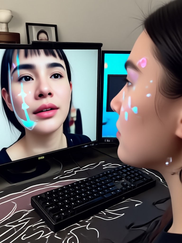 Animated character face on real person