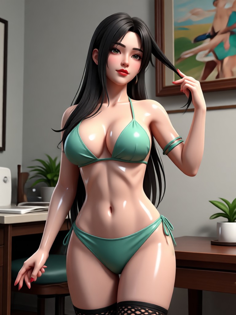 Oil painting style 3D adult artwork