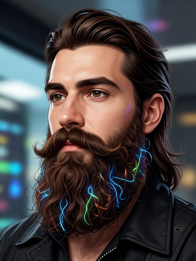 Side by side comparison with AI beard