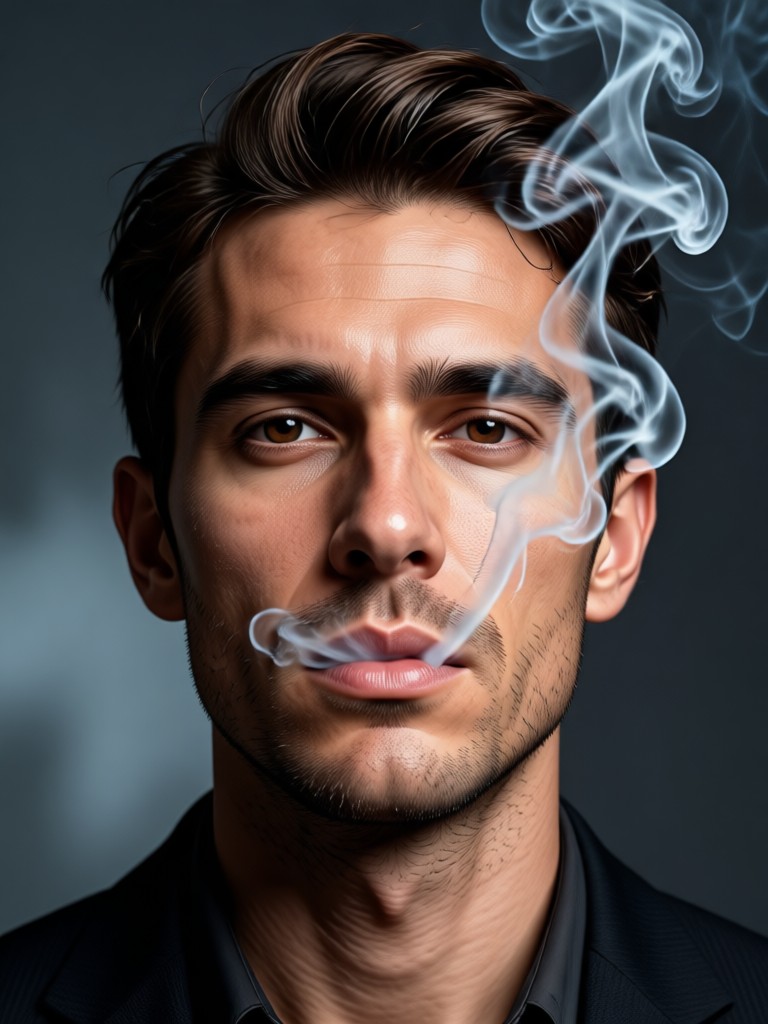 Final result of AI photo to smoke portrait generator
