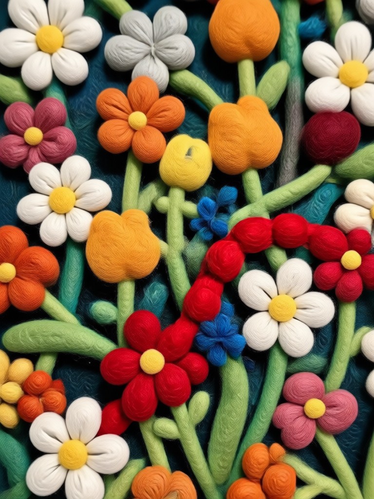Abstract pattern enhanced with a detailed, textured felt art effect