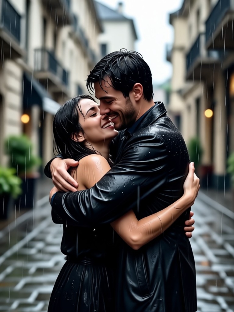 Видео ИИ с воссоединением питомца с хозяином под легким дождем