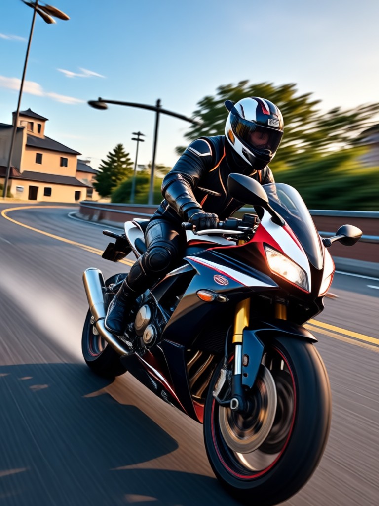 Sport bike on a racetrack, AI generated