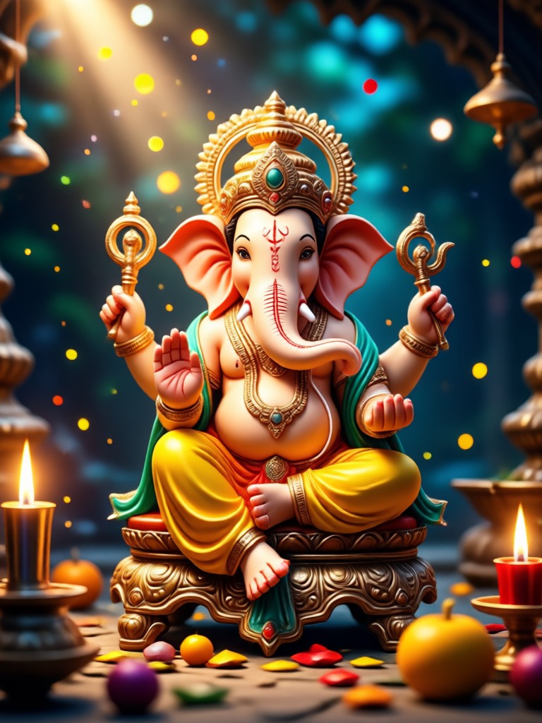 KI-generierter Ganesha mit aufwändigem Mandala-Hintergrund