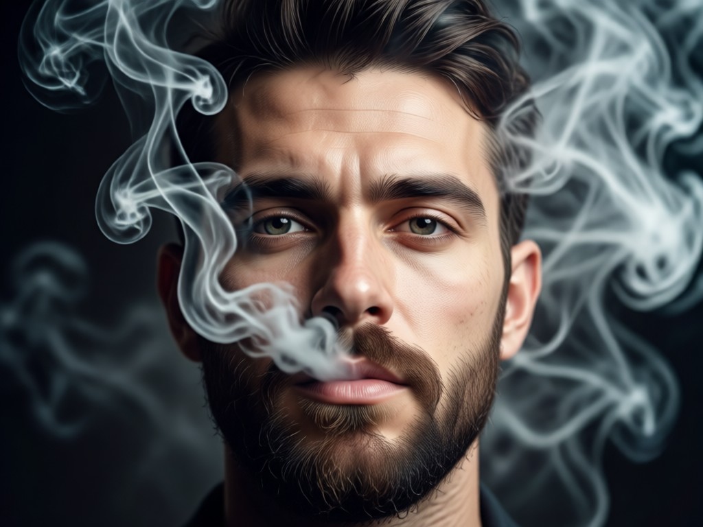 Artistic portrait with combined smoke and color grading effects