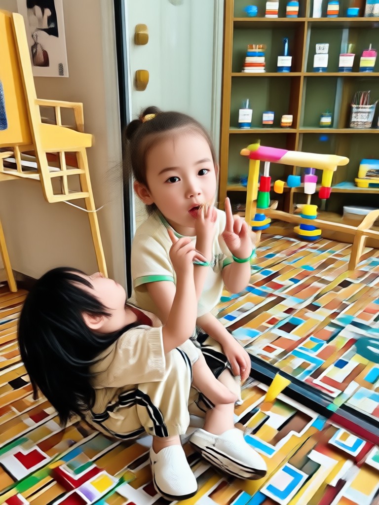 AI de aged toddler version with playful expression