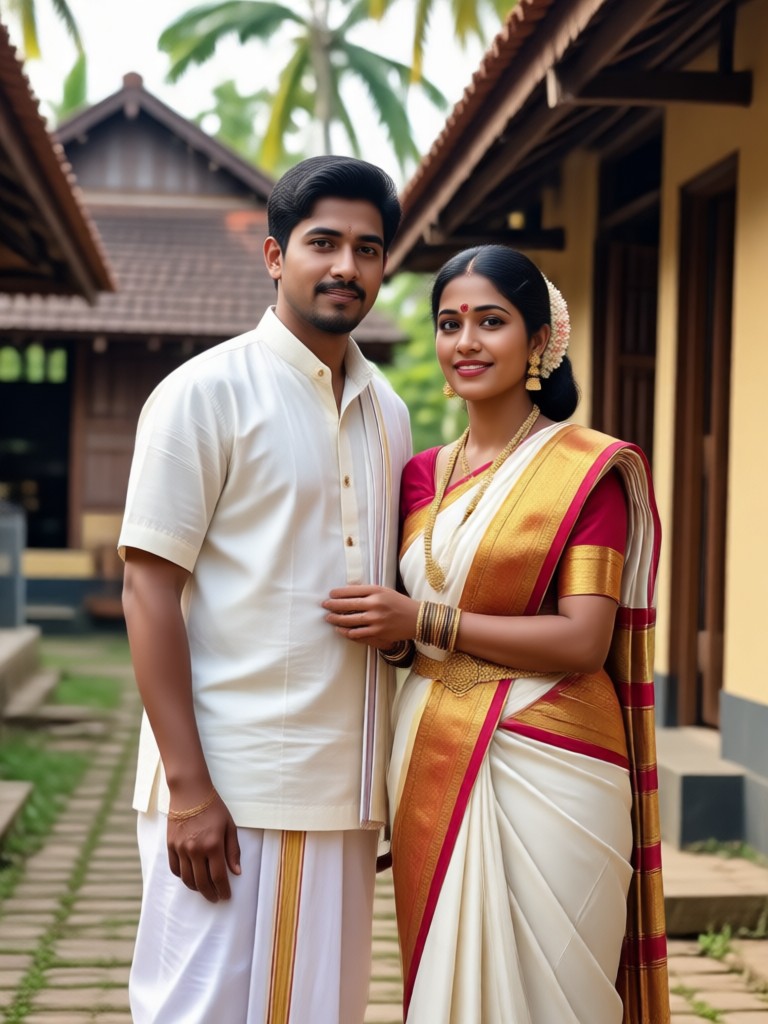 Bride and groom with intricate necklace and earrings detail