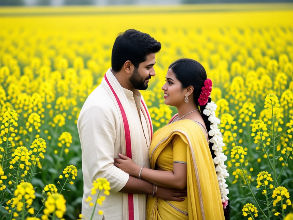 AI applying traditional Indian attire to a couple