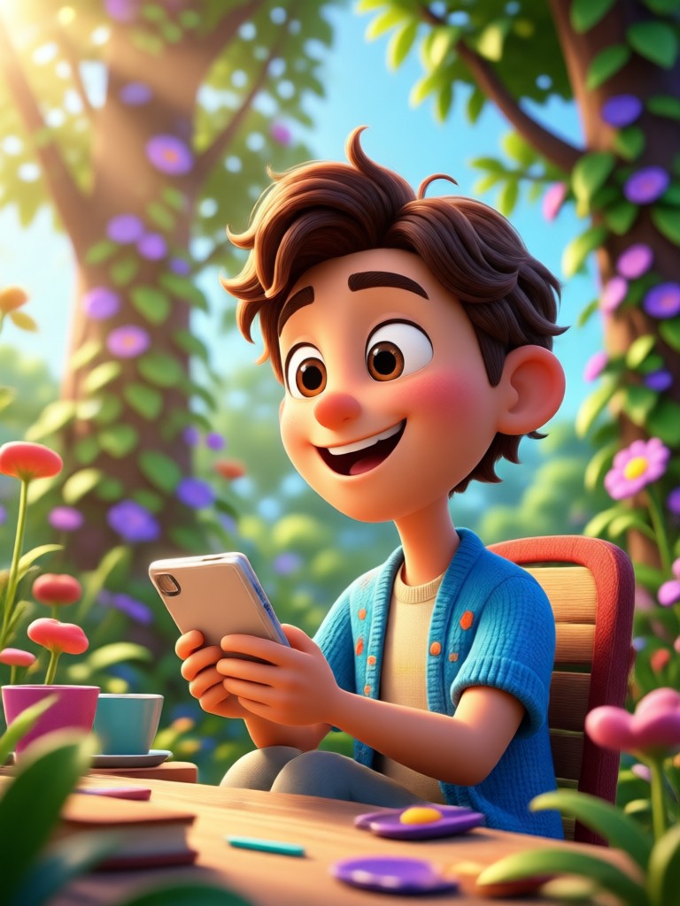 Pixar style character with expressive eyes