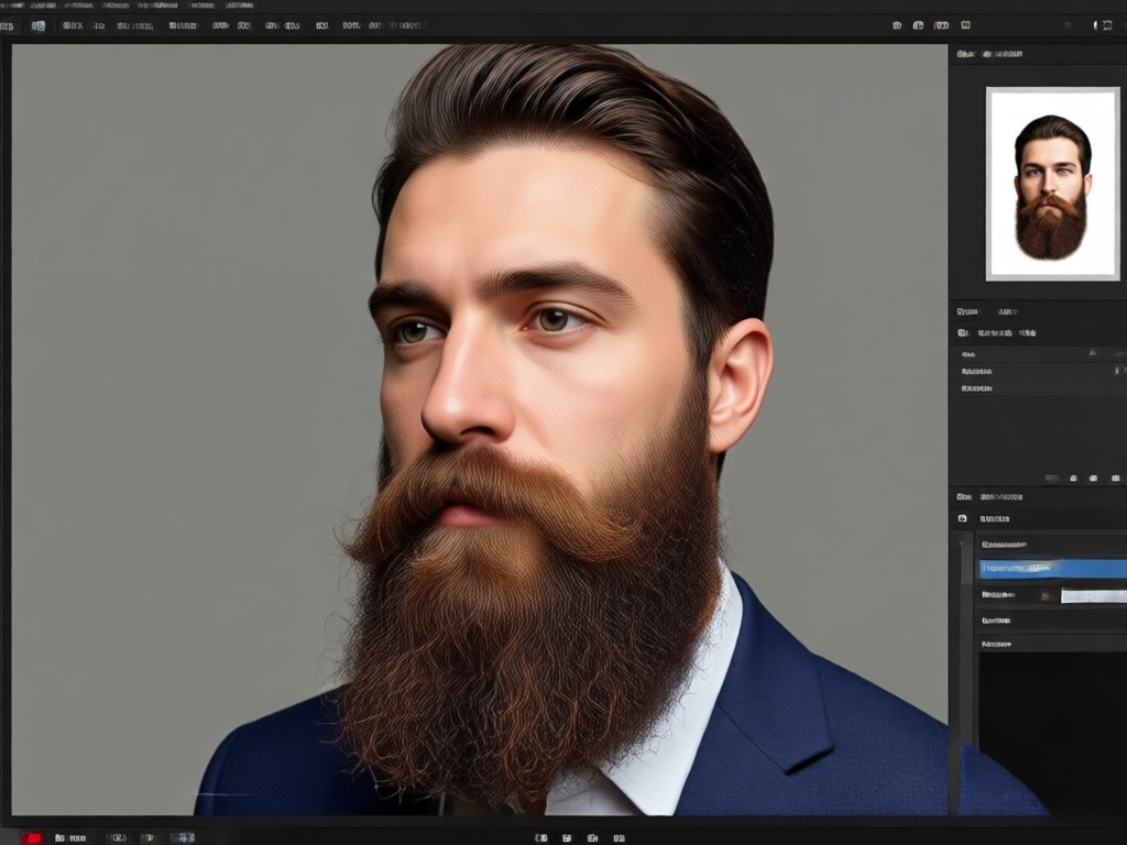 Realistic AI generated beard on a photo