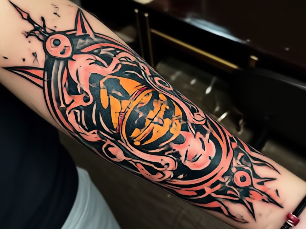 Tattoo design previewed on a 3D model of a forearm