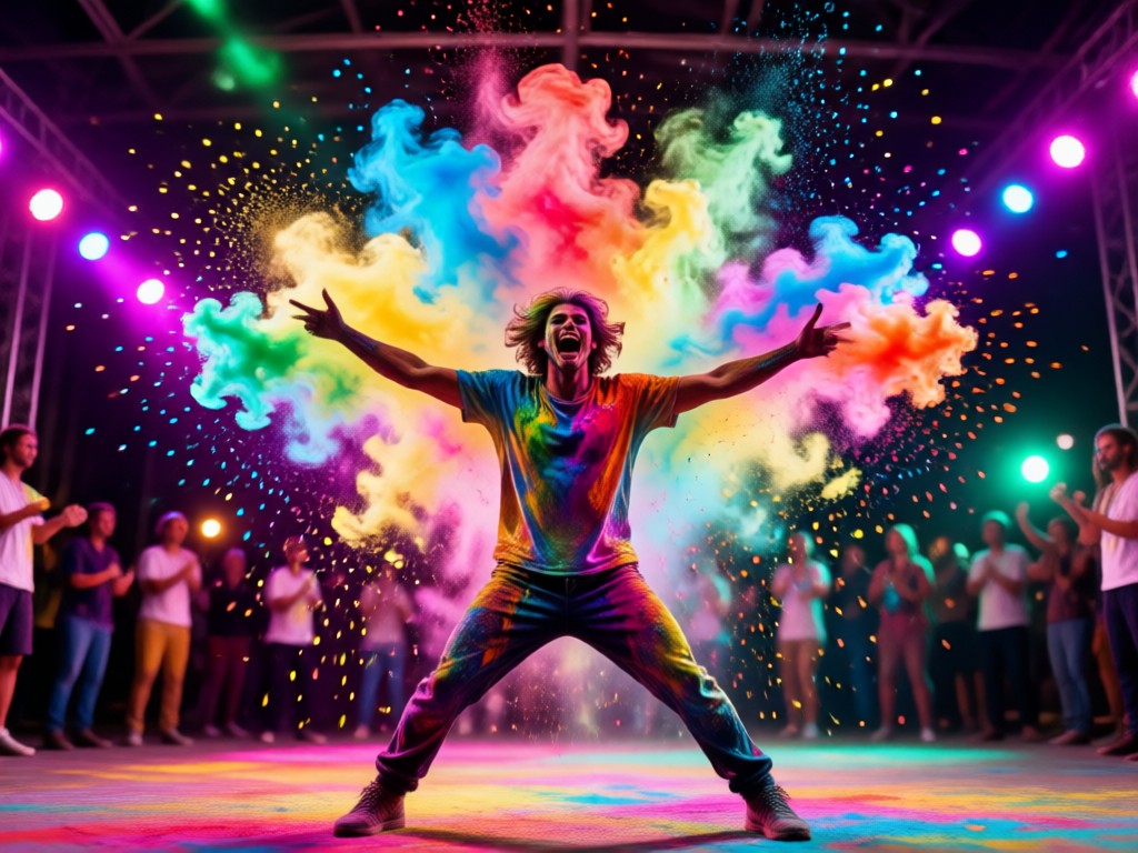 Realistic Holi powder effect on a face