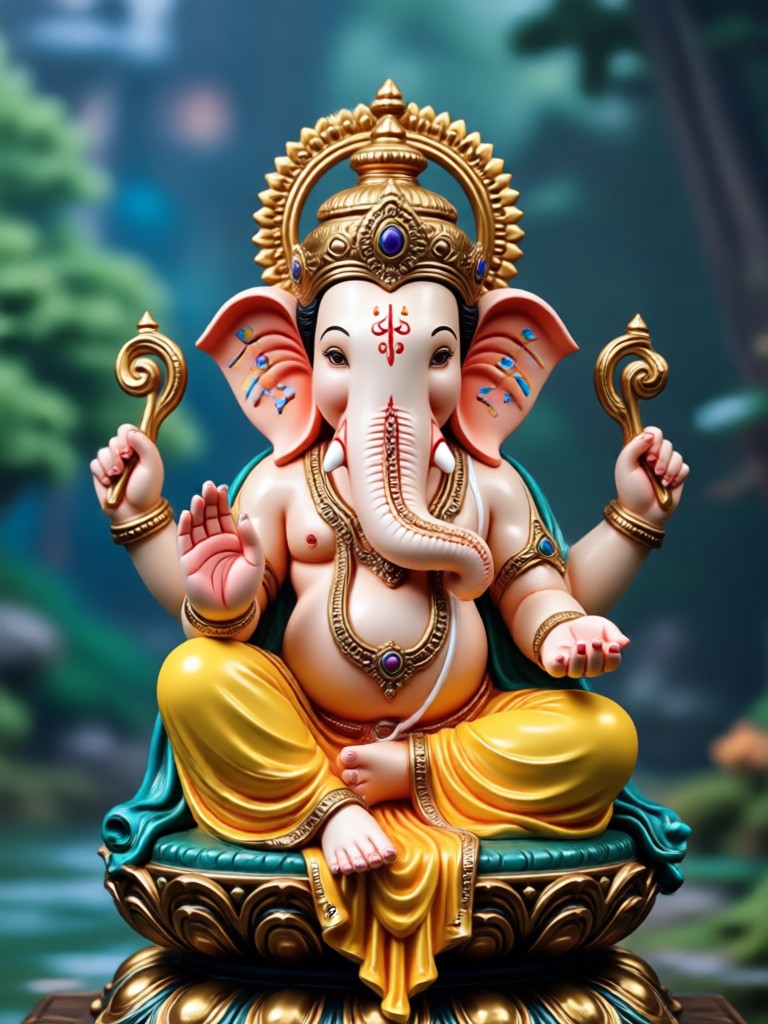 Murti de Ganesha de arcilla cobrando vida mediante IA