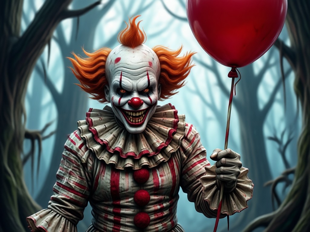 Comparison of DIY Pennywise cosplay vs AI Pennywise filter result