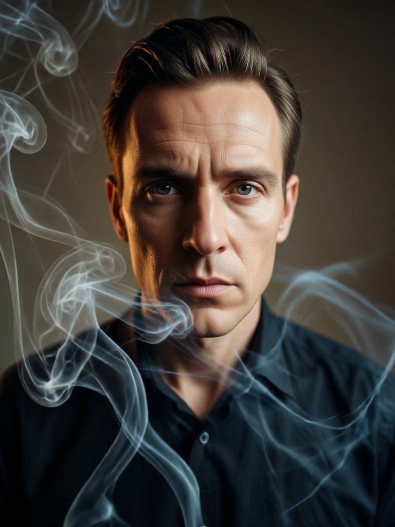 close up smoky cinematic portrait example