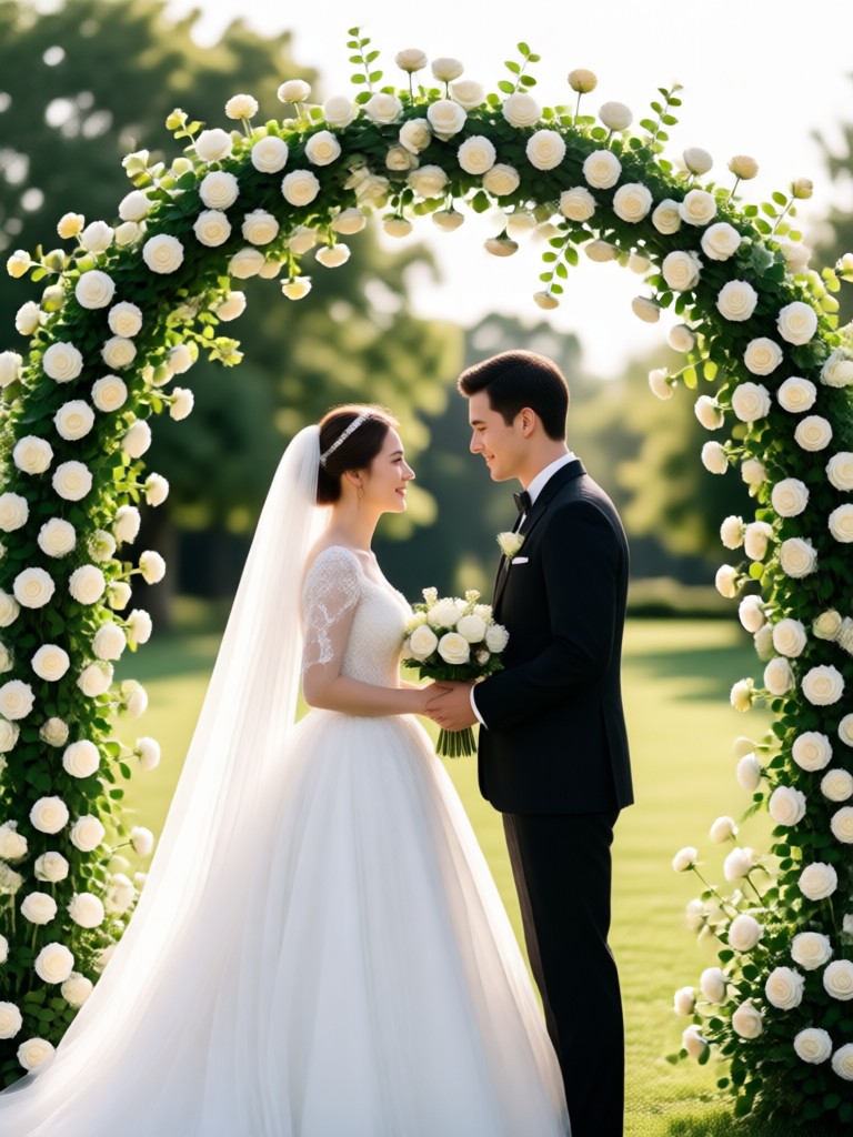 Adegan video AI pernikahan outdoor romantis