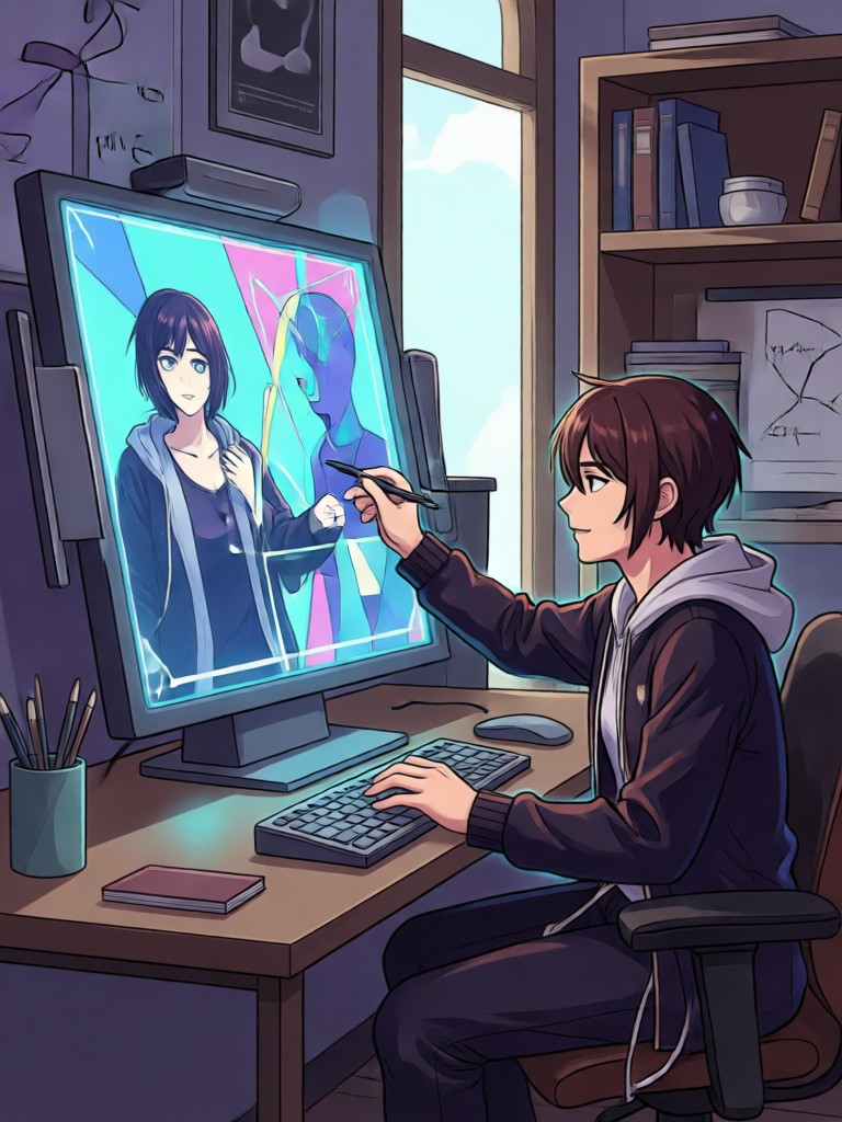 Cyberpunk anime scene creator