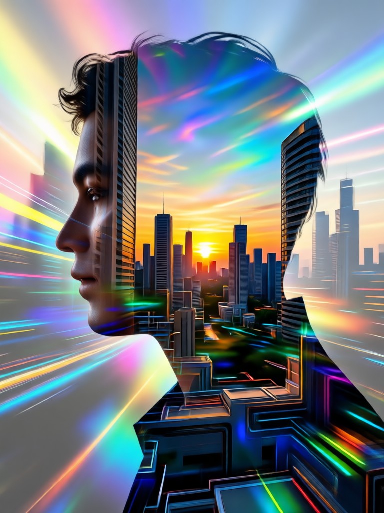 Photo to double exposure image transformation
