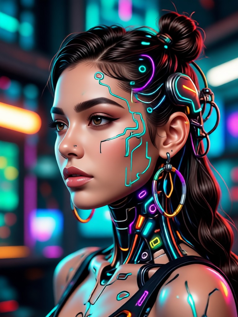 Cinematic AI Latina portrait with dramatic lighting
