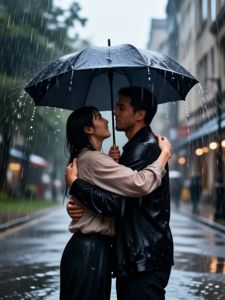 Mobile app interface for slow motion rain hug generator