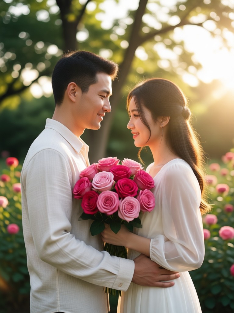 Romantic rose balcony scene