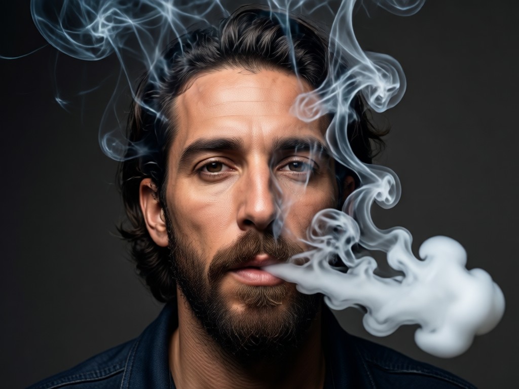 Portrait with a dynamic, smoky background replacement