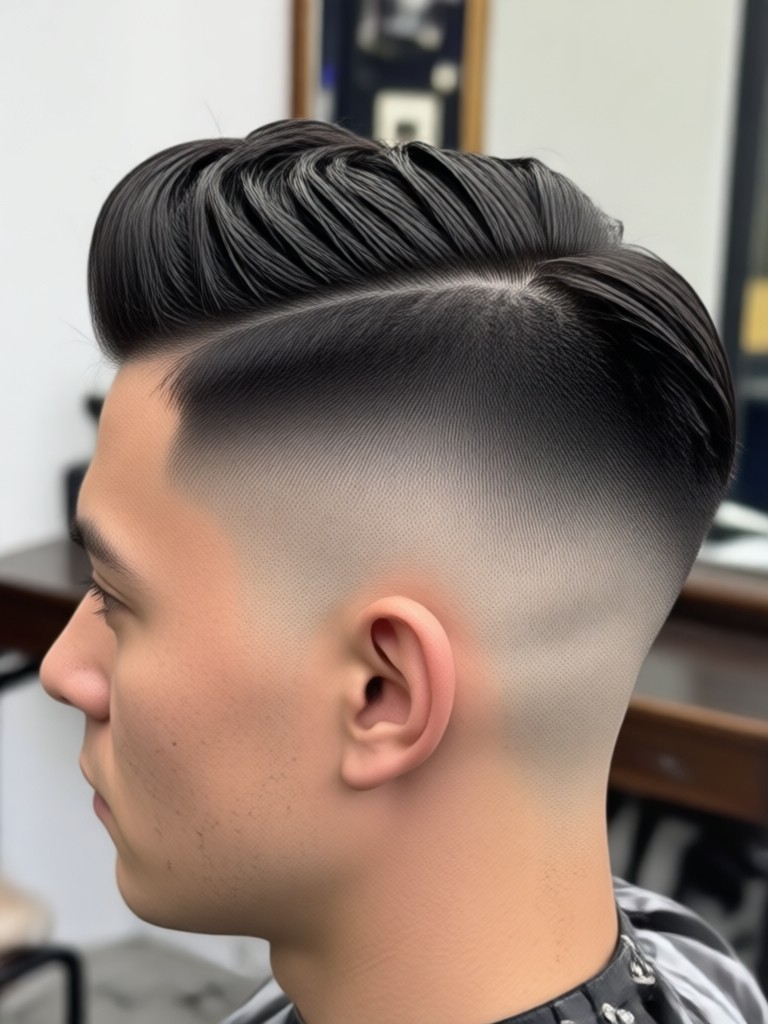 Burst taper fade on wavy hair AI style
