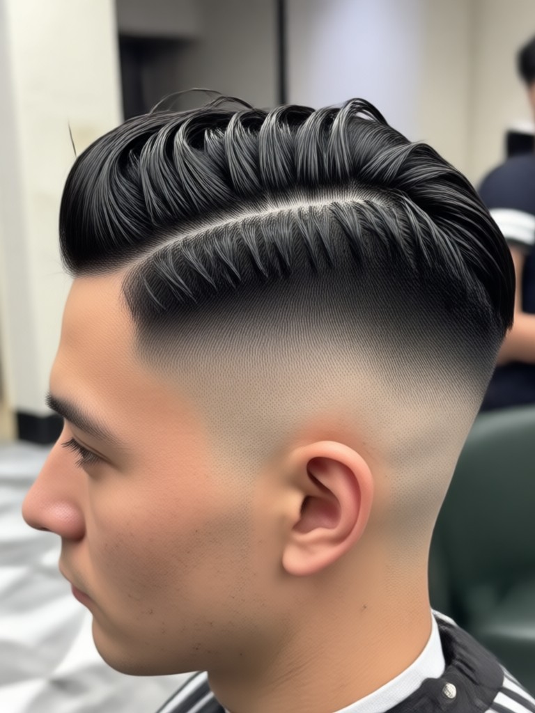 AI generated low taper fade haircut transformation