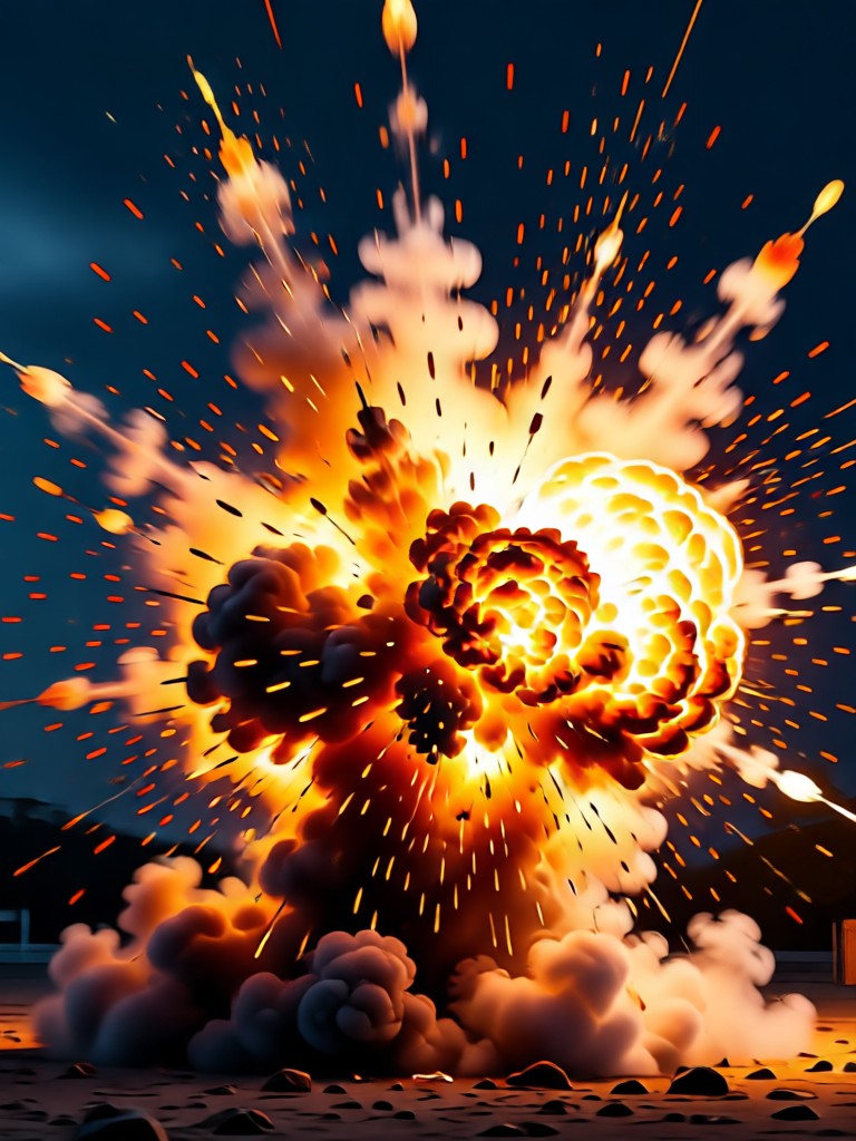 Historical painting edited with magical explosion