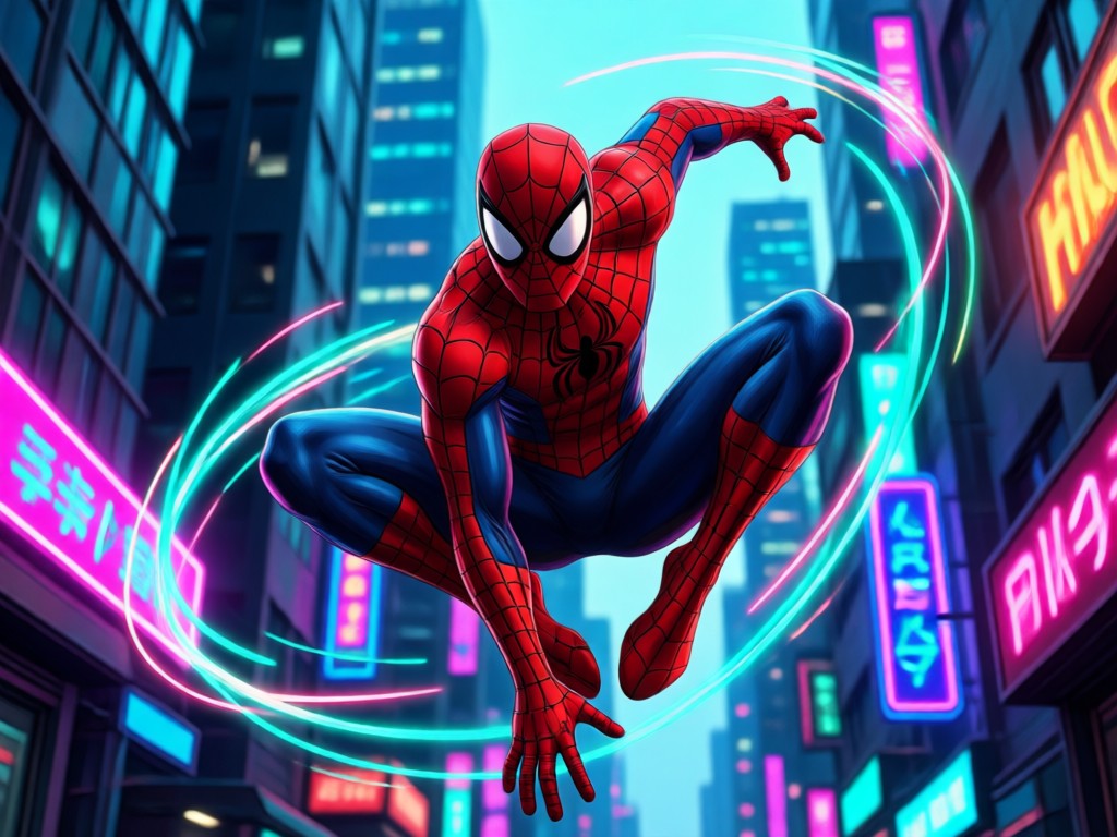 Spider Man dynamic pose AI generation
