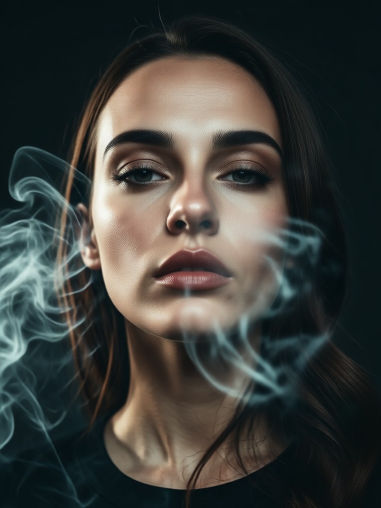 efecto dramático de humo en un retrato de silueta