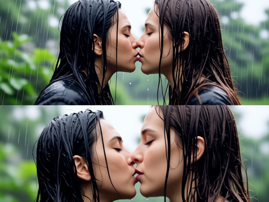 Comparison showing two photos transforming into a kiss video