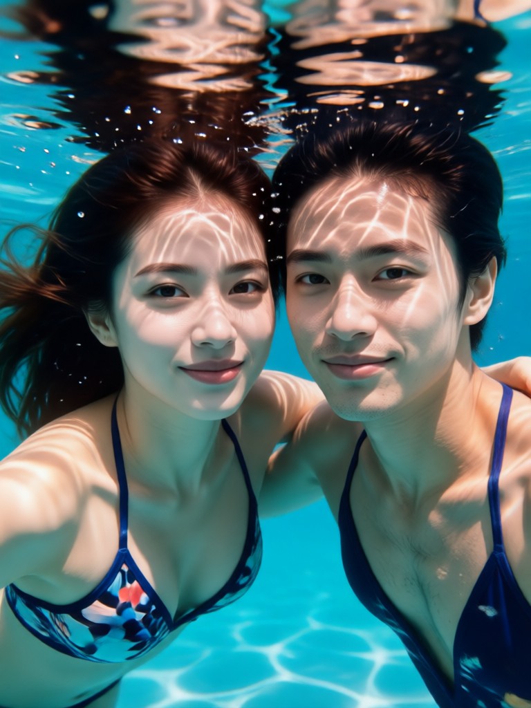 Mysterious deep sea couple portrait