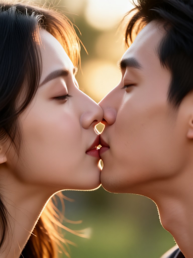 로맨틱한 흑백 시네마틱 키스 영상