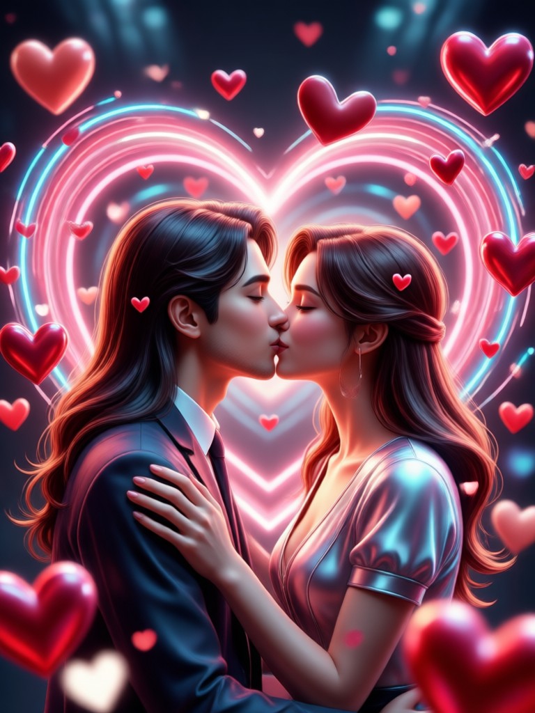 Video de beso con fondo de atardecer romántico