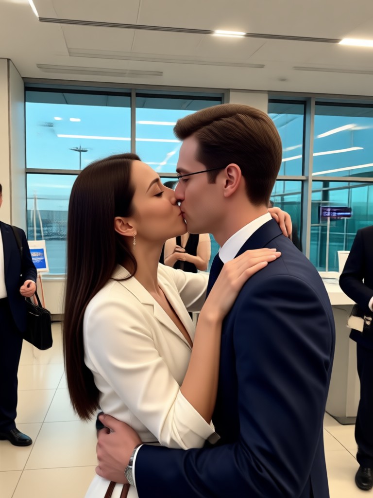 노을 배경의 공항 키스 영상
