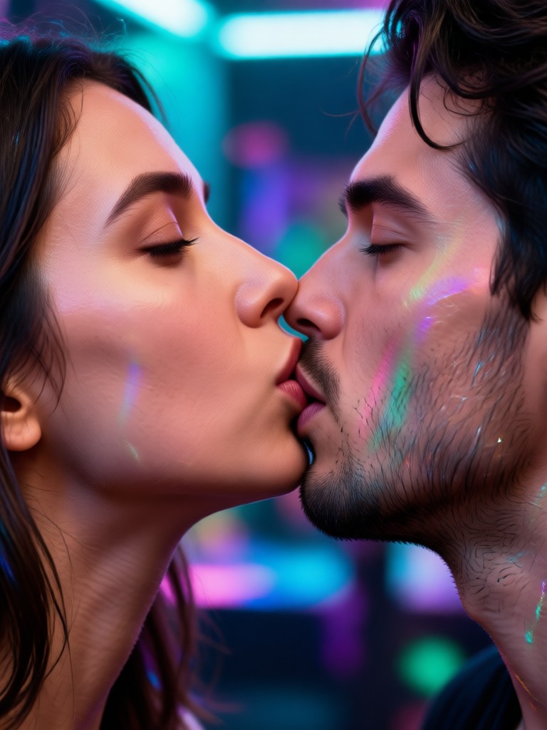 Foto familiar con beso AI afectuoso