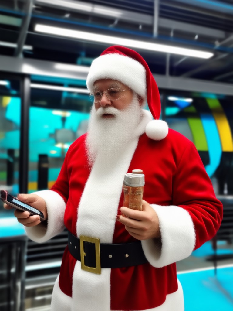 AI Santa with classic sleigh backdrop
