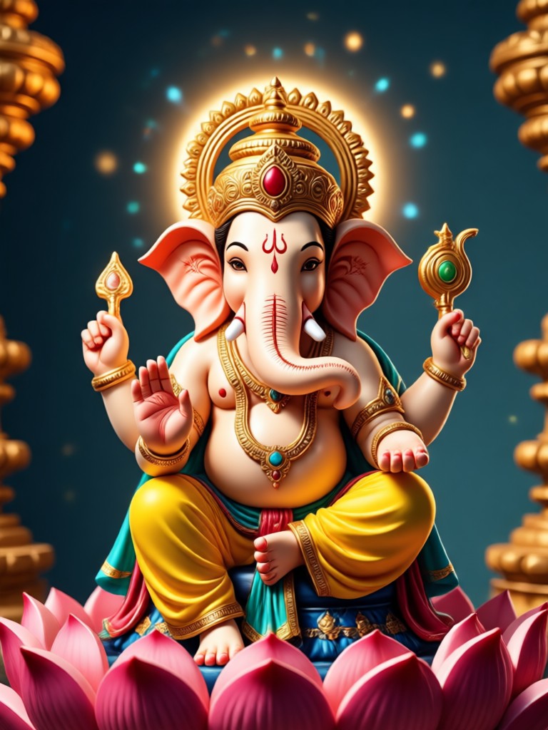 Traditional painting style Ganpati AI art