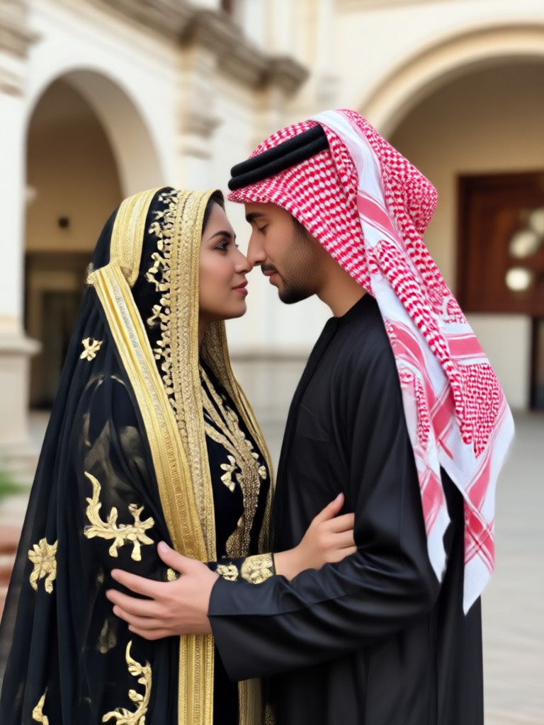 Qatari cultural couple portrait