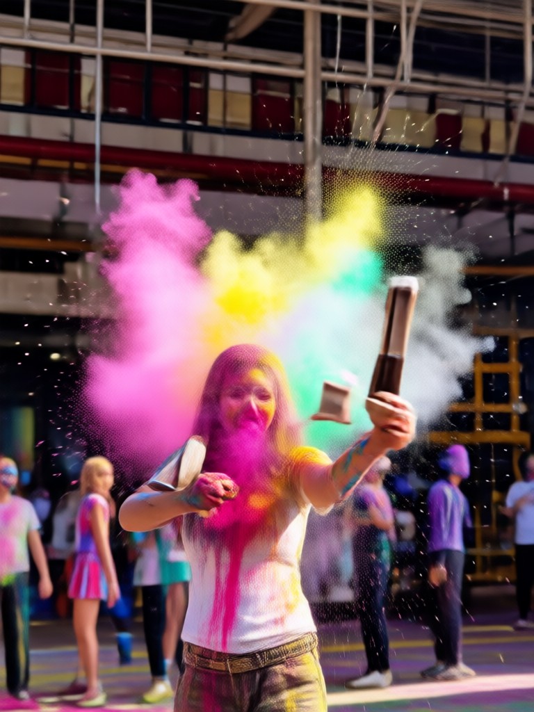 Portrait with subtle, artistic AI Holi colors