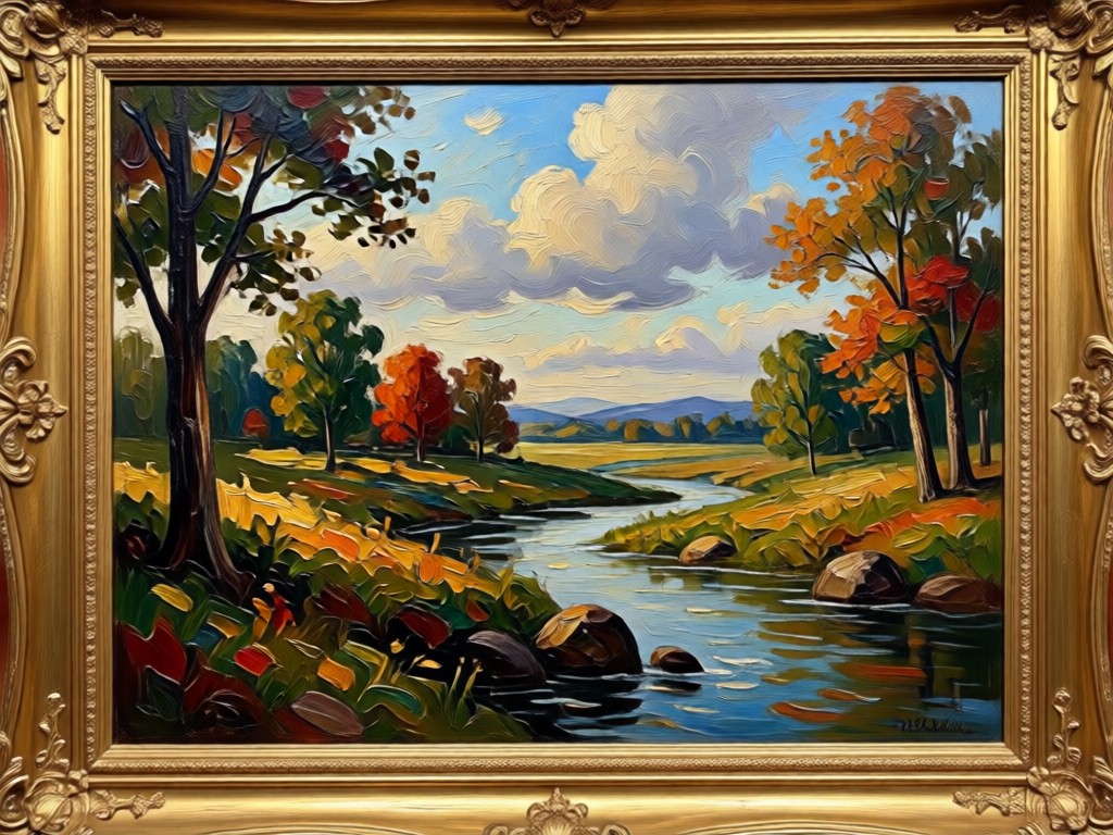 AI generated brushstroke detail on digital oil painting