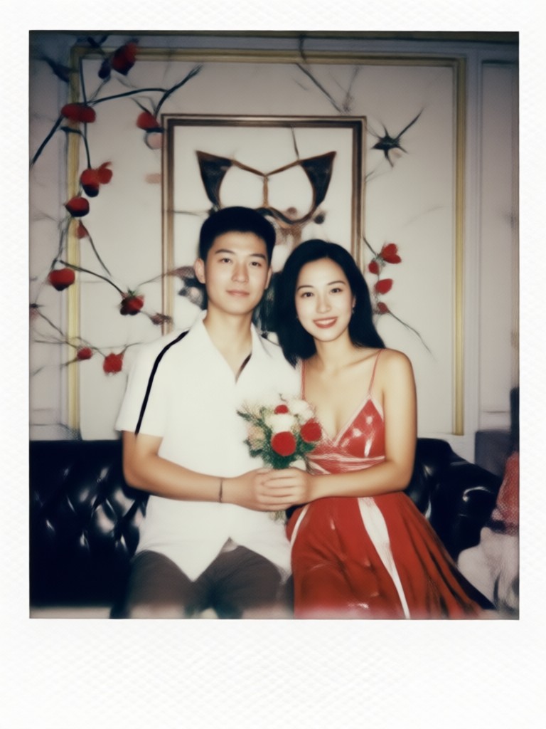 Artistic double exposure Polaroid effect