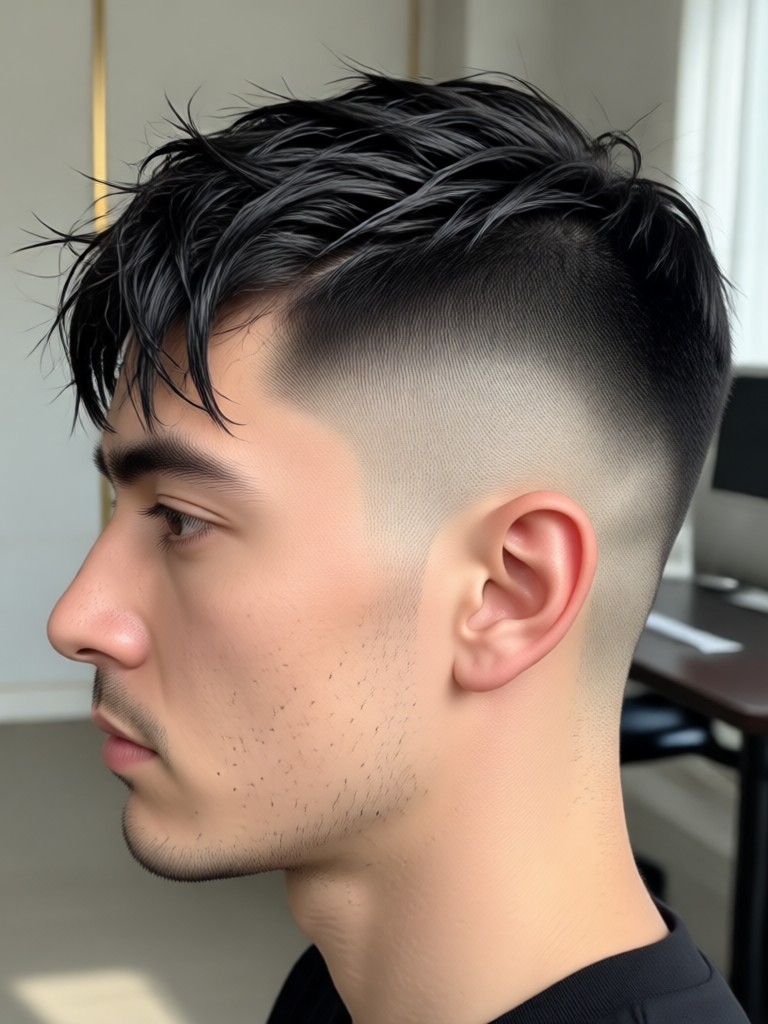 Heyo app interface showing AI buzz cut filter