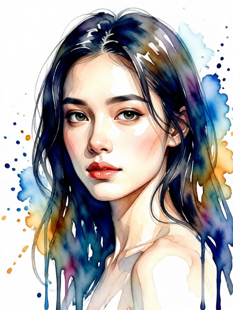 Detailed watercolor portrait resembling an old master