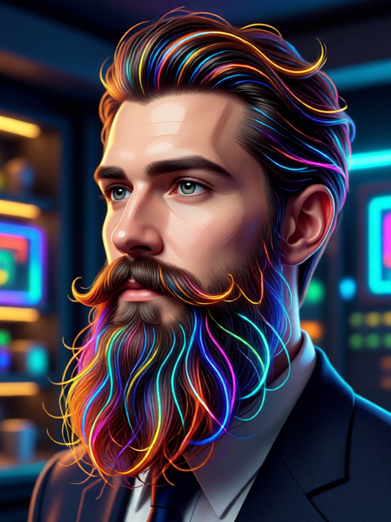 Man with AI generated stubble and goatee